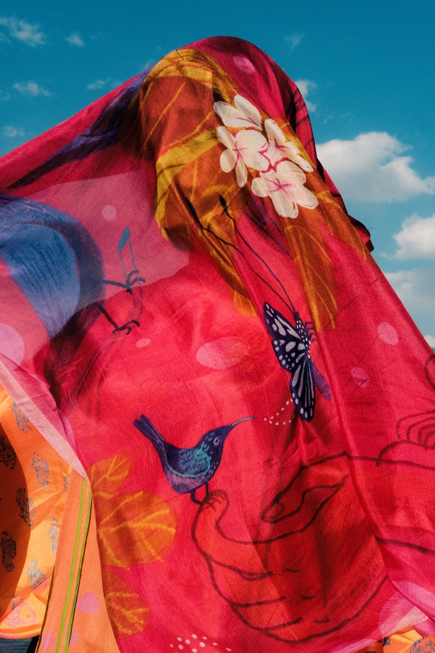 Sunbirds Silk Scarf
